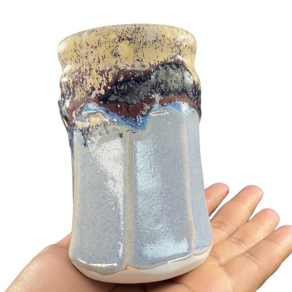 Primitive Style Hand Made Pottery Coffee Mug Cup Drip Glaze Signed By Artist VTG - Picture 14 of 15